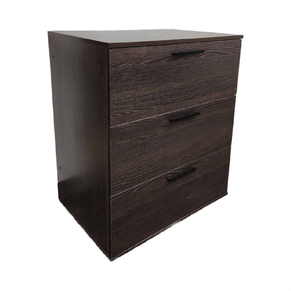 Moru Modular Jumbo Chest, 3 Drawers, Espresso Brown Wood Grain Details