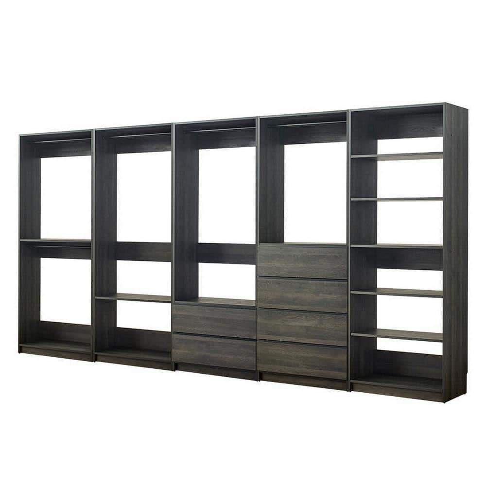 Buy Dee Modular Closet System, 12 Shelf, 5 Hanging Rods, Gray Wood ...