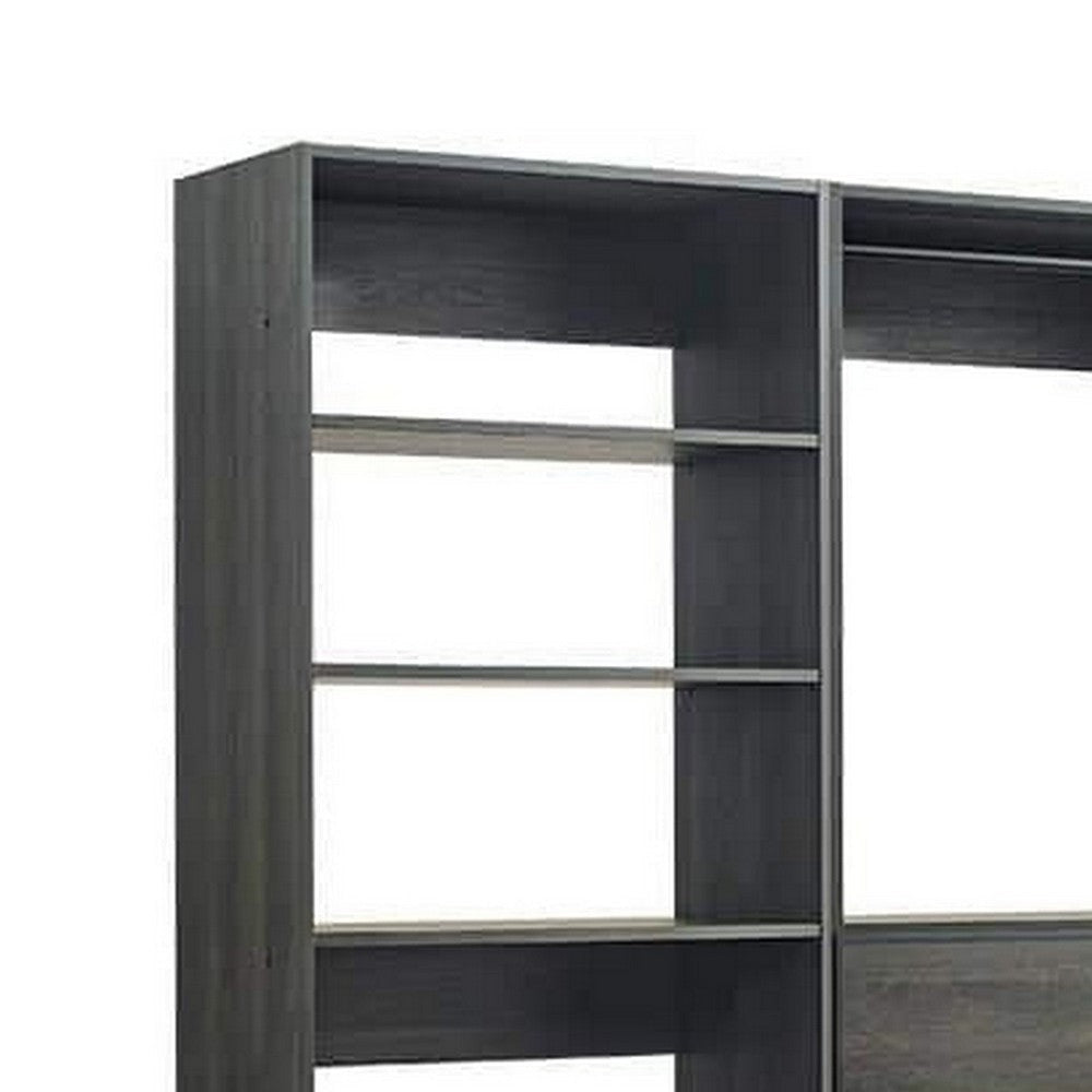 Dee Modular Closet System 12 Shelf 5 Hanging Rods Gray Wood Finish BM330097