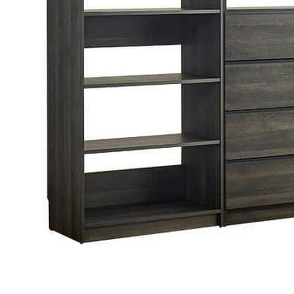 Dee Modular Closet System 12 Shelf 5 Hanging Rods Gray Wood Finish BM330097