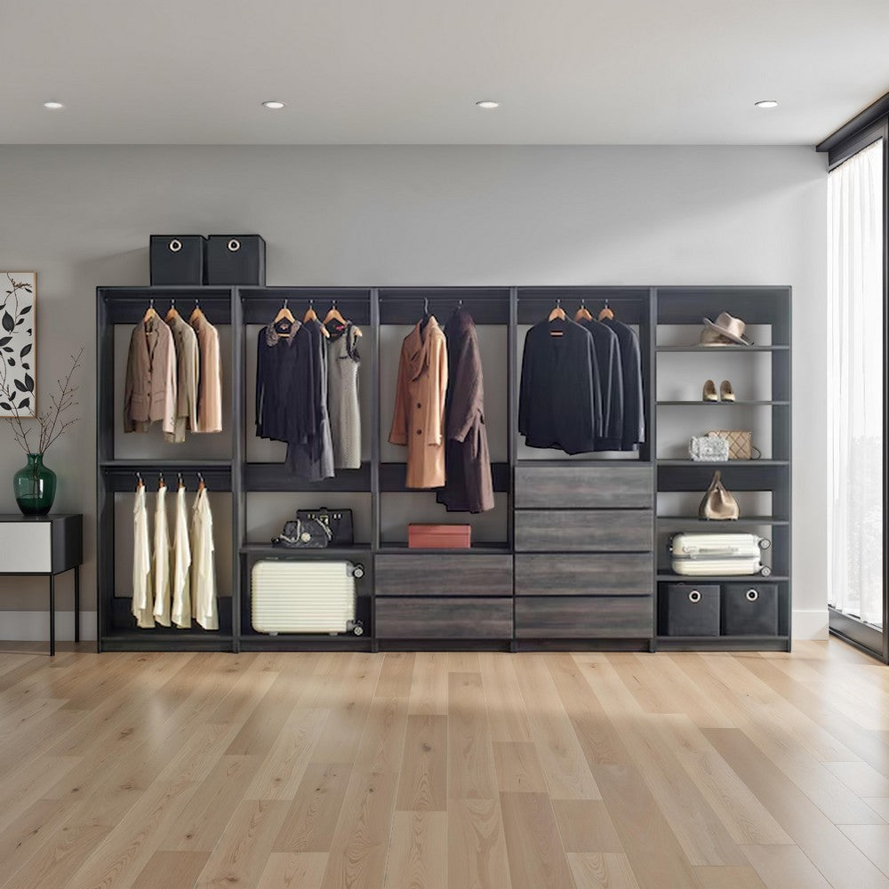 Buy Dee Modular Closet System, 12 Shelf, 5 Hanging Rods, Gray Wood ...