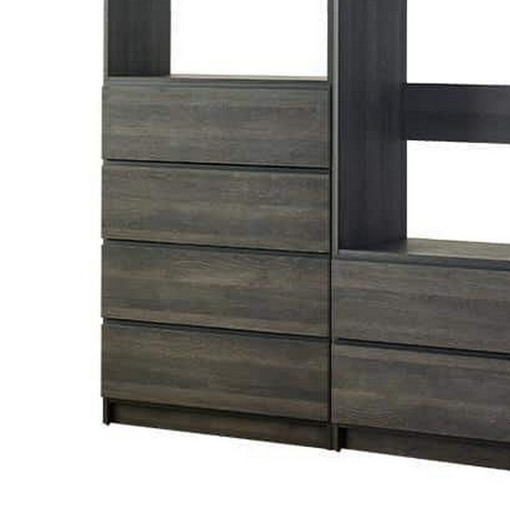 Dee Modular Closet System 6 Shelves 5 Hanging Rods Gray Wood Finish BM330098