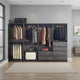 Dee Modular Closet System, 6 Shelves, 5 Hanging Rods, Gray Wood Finish