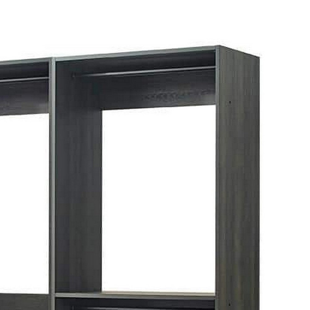 Dee Modular Closet System 11 Shelf 4 Hanging Rods Gray Wood Finish BM330099