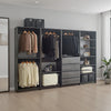 Dee Modular Closet System, 11 Shelf, 4 Hanging Rods, Gray Wood Finish