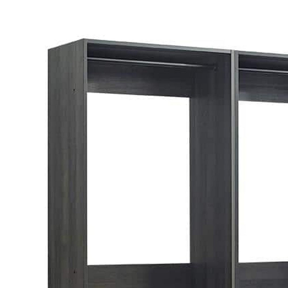 Dee Modular Closet System 10 Shelf 3 Hanging Rods Gray Wood Finish BM330100
