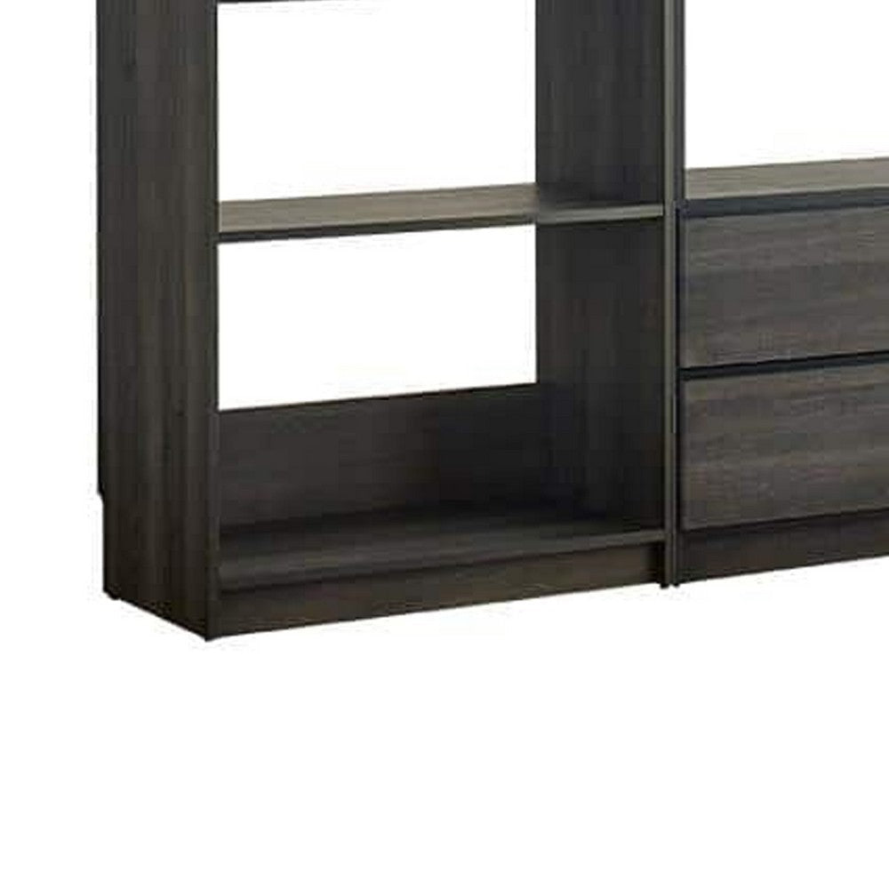 Dee Modular Closet System 10 Shelf 3 Hanging Rods Gray Wood Finish BM330100