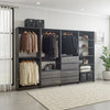 Dee Modular Closet System, 10 Shelf, 3 Hanging Rods, Gray Wood Finish