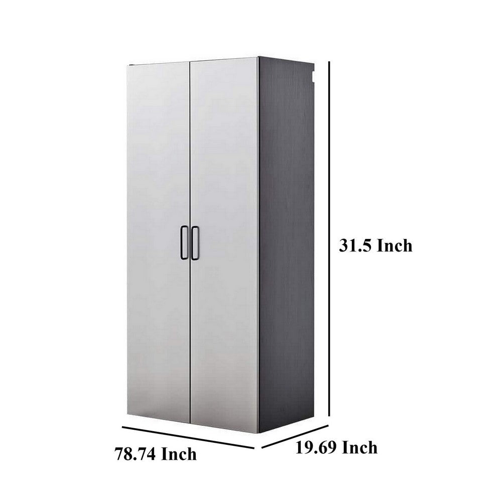 Asti Garage Garage Wall Storage Cabinet 79 Inch Gray Metallic Finish BM330101
