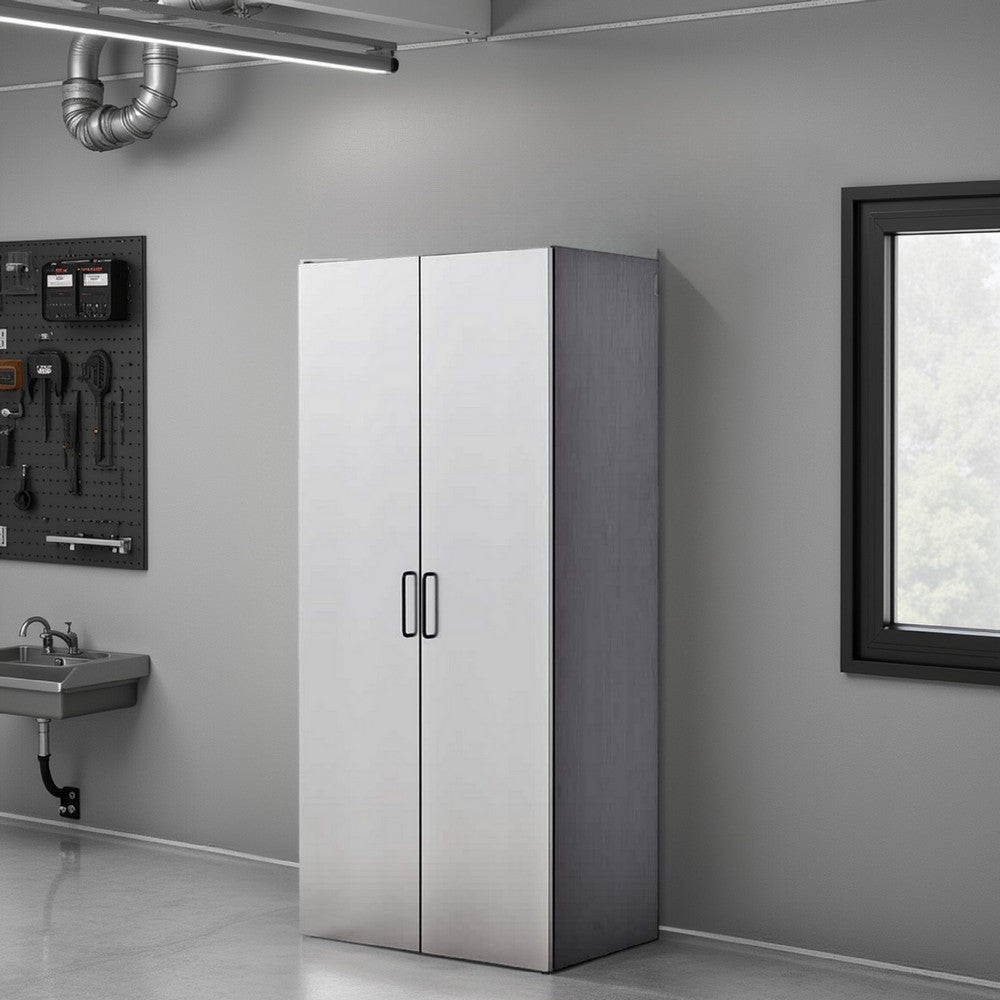 Asti Garage Garage Wall Storage Cabinet, 79 Inch, Gray Metallic Finish