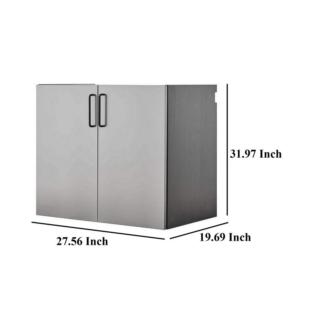 Asti Garage Wall Storage Cabinet 32 Inch 2 Doors Gray Metallic BM330102