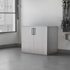 Asti Garage Wall Storage Cabinet, 32 Inch, 2 Doors, Gray Metallic