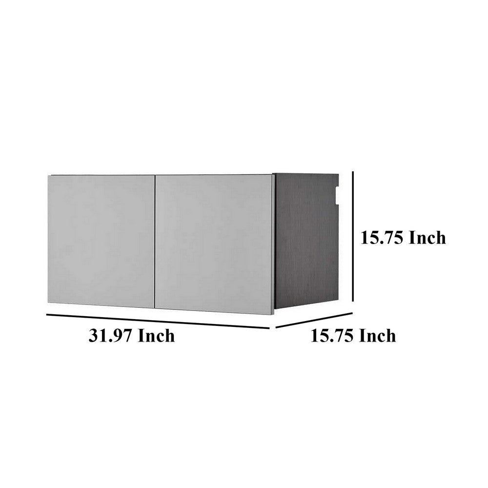 Asti Garage Wall Storage Cabinet 32 Inch 2 Wide Doors Gray Metallic BM330103