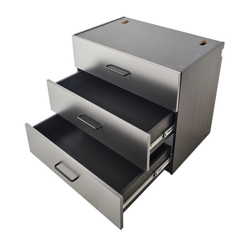 Asti Garage Wall Storage Cabinet 32 Inch 3 Drawers Gray Metallic BM330104