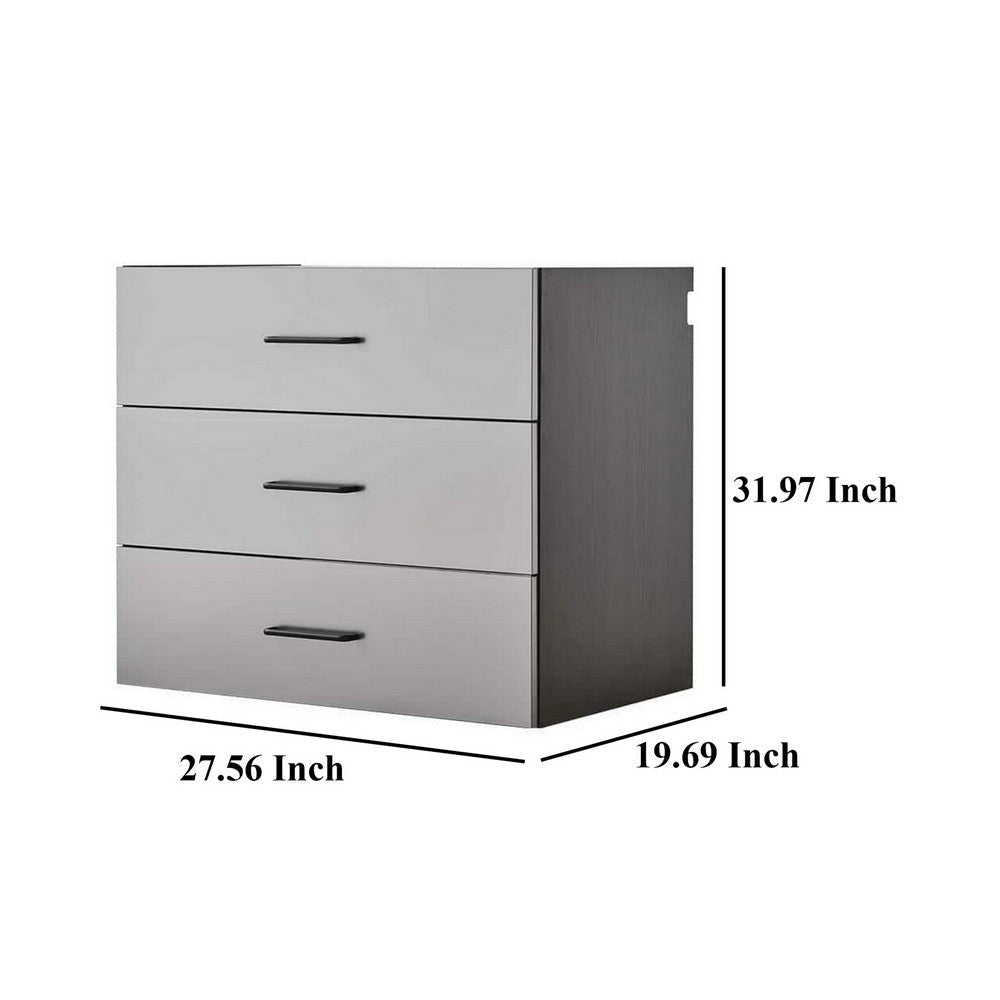 Asti Garage Wall Storage Cabinet 32 Inch 3 Drawers Gray Metallic BM330104
