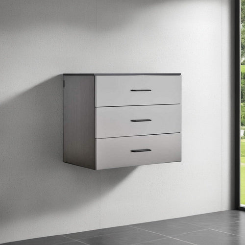 Asti Garage Wall Storage Cabinet, 32 Inch 3 Drawers, Gray Metallic