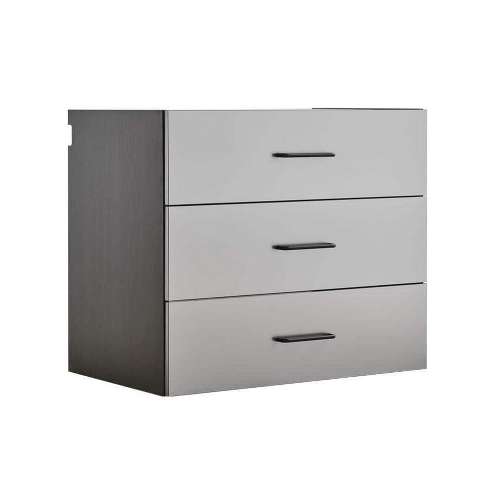 Asti Garage Wall Storage Cabinet, 32 Inch 3 Drawers, Gray Metallic
