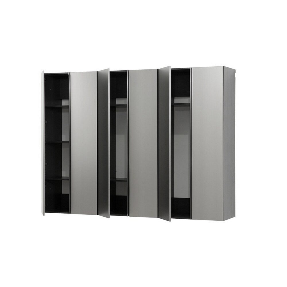 Asti Garage 3 Piece Storage Cabinet 6 Doors 94 Inch Gray Metallic BM330105