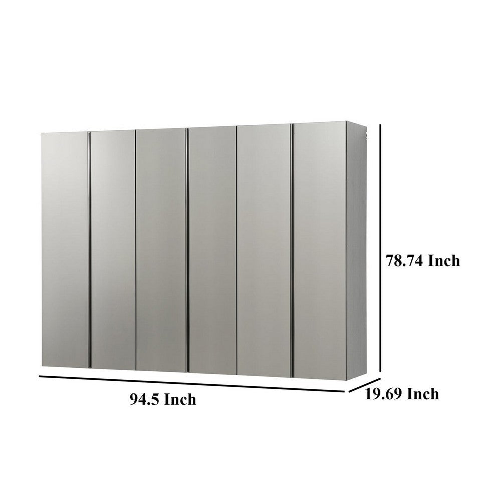 Asti Garage 3 Piece Storage Cabinet 6 Doors 94 Inch Gray Metallic BM330105