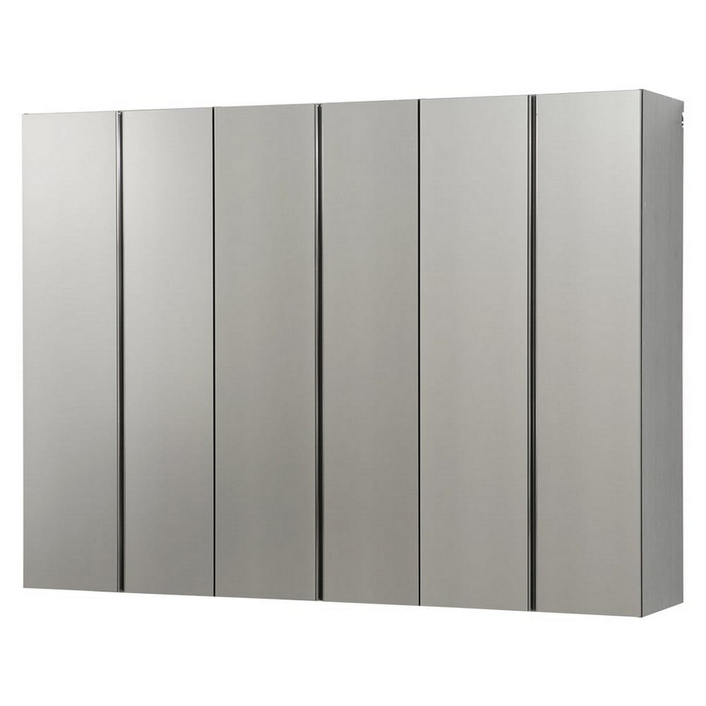 Asti Garage 3 Piece Storage Cabinet, 6 Doors, 94 Inch Gray Metallic