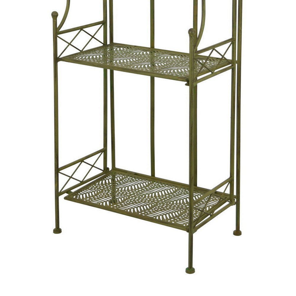 Monty Plant Stand 3 Tier Shelves Classic Scrolled Green Metal 44 Inch BM330106