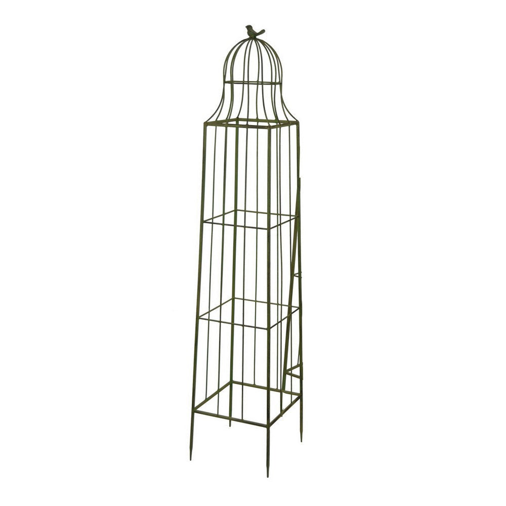 Meryl Plant Trellis Set of 2 Garden Tall Cage Design Green Metal