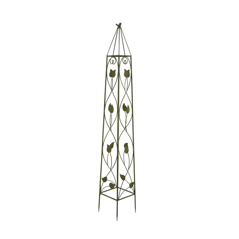 Kanye Garden Trellis Set of 2 Leaf Details Vertical Plant Green Metal
