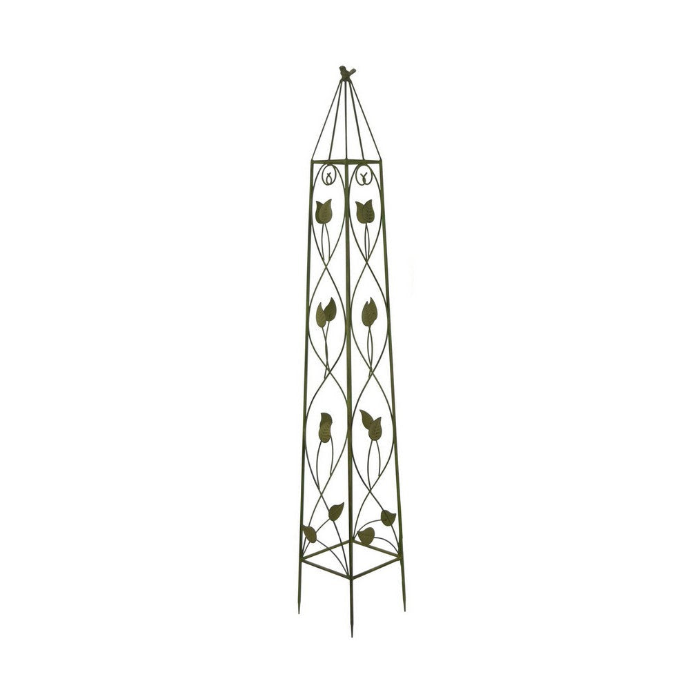 Kanye Garden Trellis Set of 2 Leaf Details Vertical Plant Green Metal