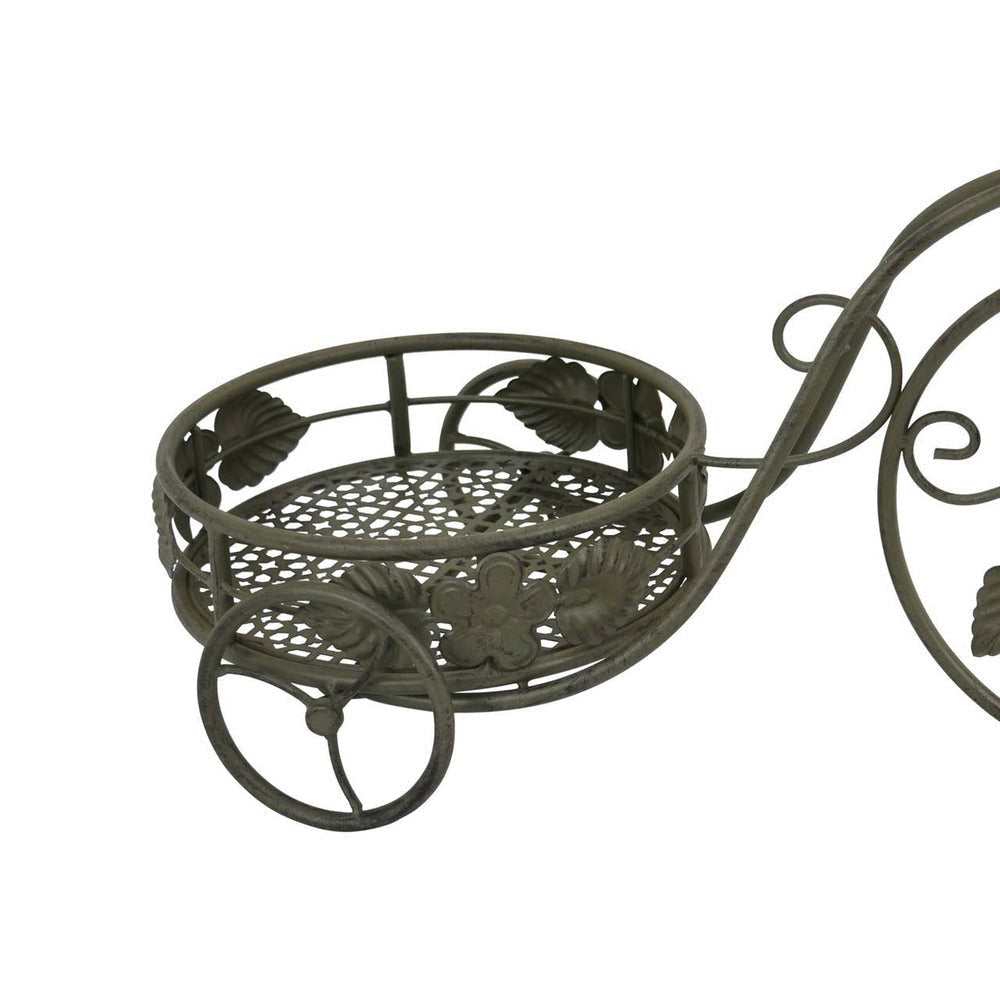 Covey Accent Plant Stand Tricycle | 2 Round Pots | Green Metal 21’’ BM330120