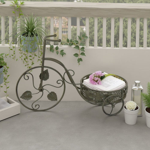 Covey Accent Plant Stand Tricycle | 2 Round Pots | Green Metal 21"