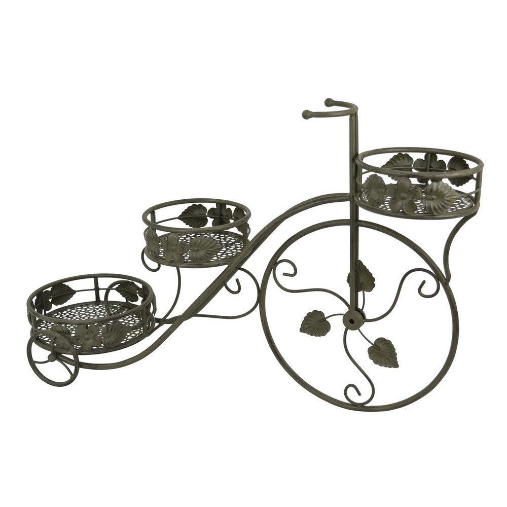 Covey Accent Plant Stand Tricycle | Round Pots | Green Metal 30’’ BM330122