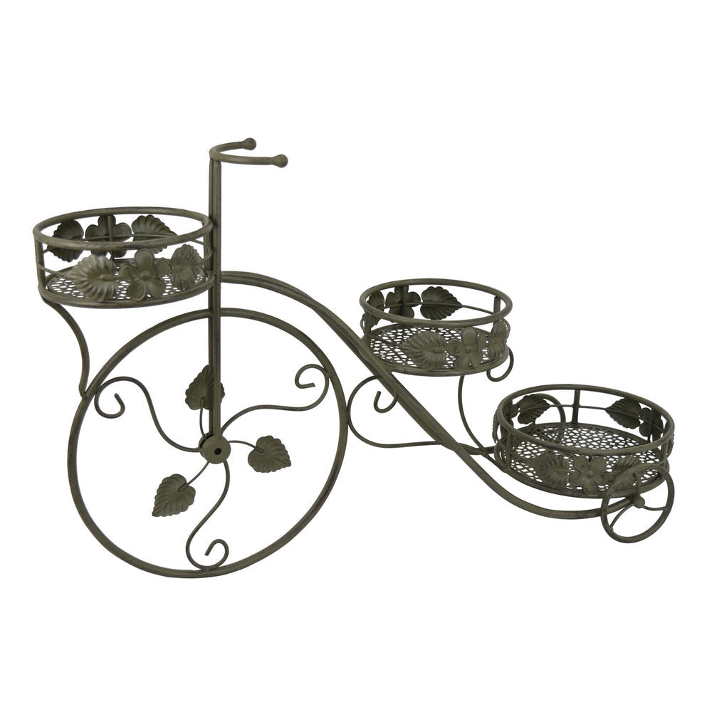 Covey Accent Plant Stand Tricycle | Round Pots | Green Metal 30"