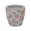 Kerry Accent Planter Pot Set of 4, Pink Floral Pattern, White Ceramic