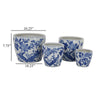 Kerry Accent Planter Pot Set of 4 Blue Floral Pottery White Ceramic