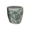 Kerry Accent Planter Pot Set of 4 Green Floral Pattern White Ceramic