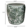 Kerry Accent Planter Pot Set of 4 Green Floral Pattern White Ceramic