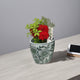 Kerry Accent Planter Pot Set of 4, Green Floral Pattern, White Ceramic