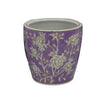 Kerry Accent Planter Pot Set of 4 Purple Floral Pattern White Ceramic