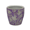 Kerry Accent Planter Pot Set of 4 Purple Floral Pattern White Ceramic