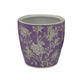Kerry Accent Planter Pot Set of 4 Purple Floral Pattern White Ceramic