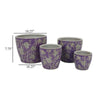 Kerry Accent Planter Pot Set of 4 Purple Floral Pattern White Ceramic