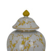 Chris Lidded Accent Jar Yellow Bird and Floral White Ceramic 20 Inch