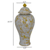 Chris Lidded Accent Jar Yellow Bird and Floral White Ceramic 20 Inch