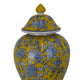 Chris Decorative Jar Yellow Bird and Floral Blue Ceramic 20 Inch