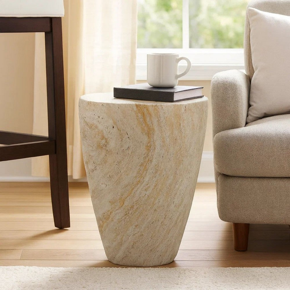 Archi Plant Stand Table, Tapered Marbled White Resin Base 18 Inch