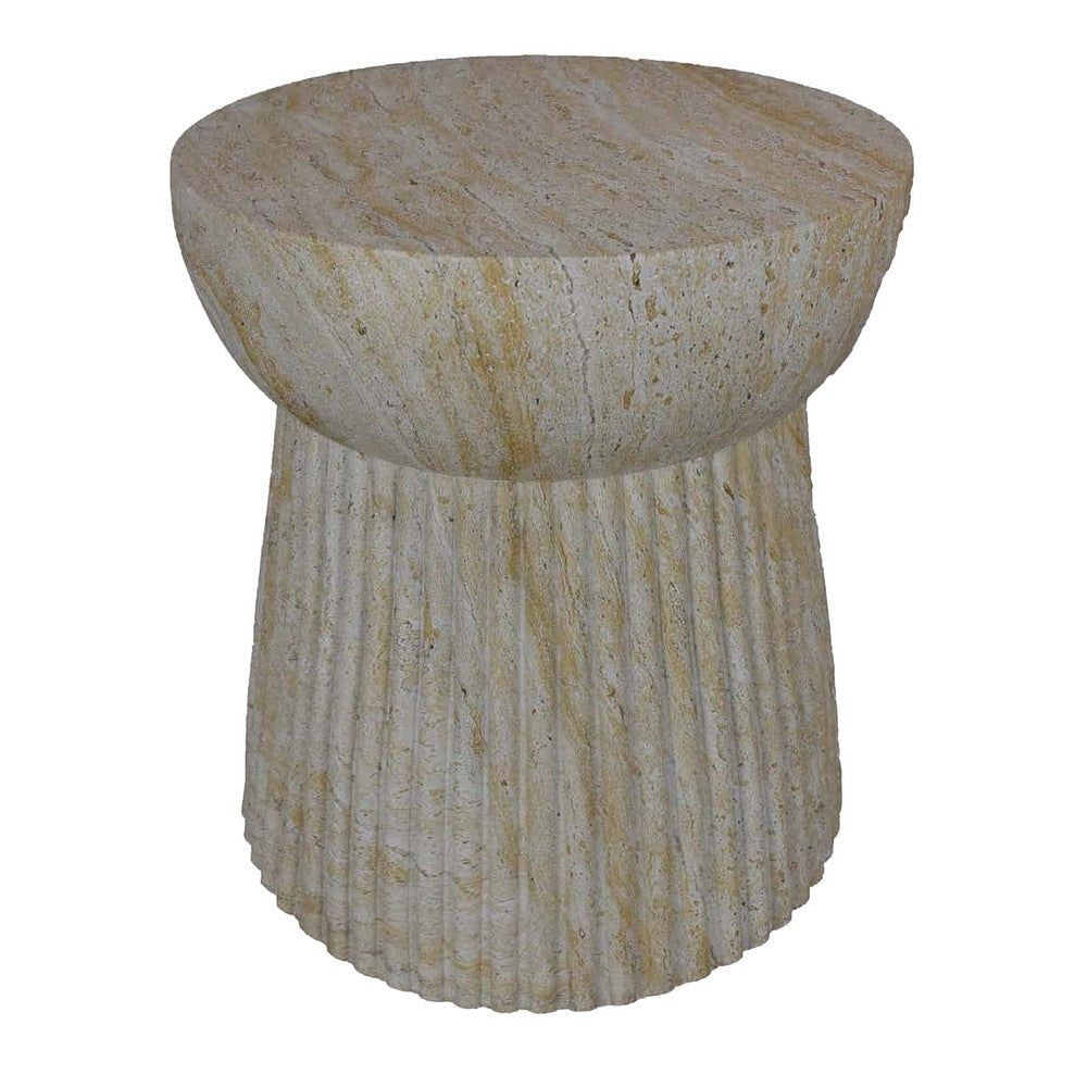 Archi Plant Stand Table Fluted Design Marbled White Resin 17 Inch BM330137