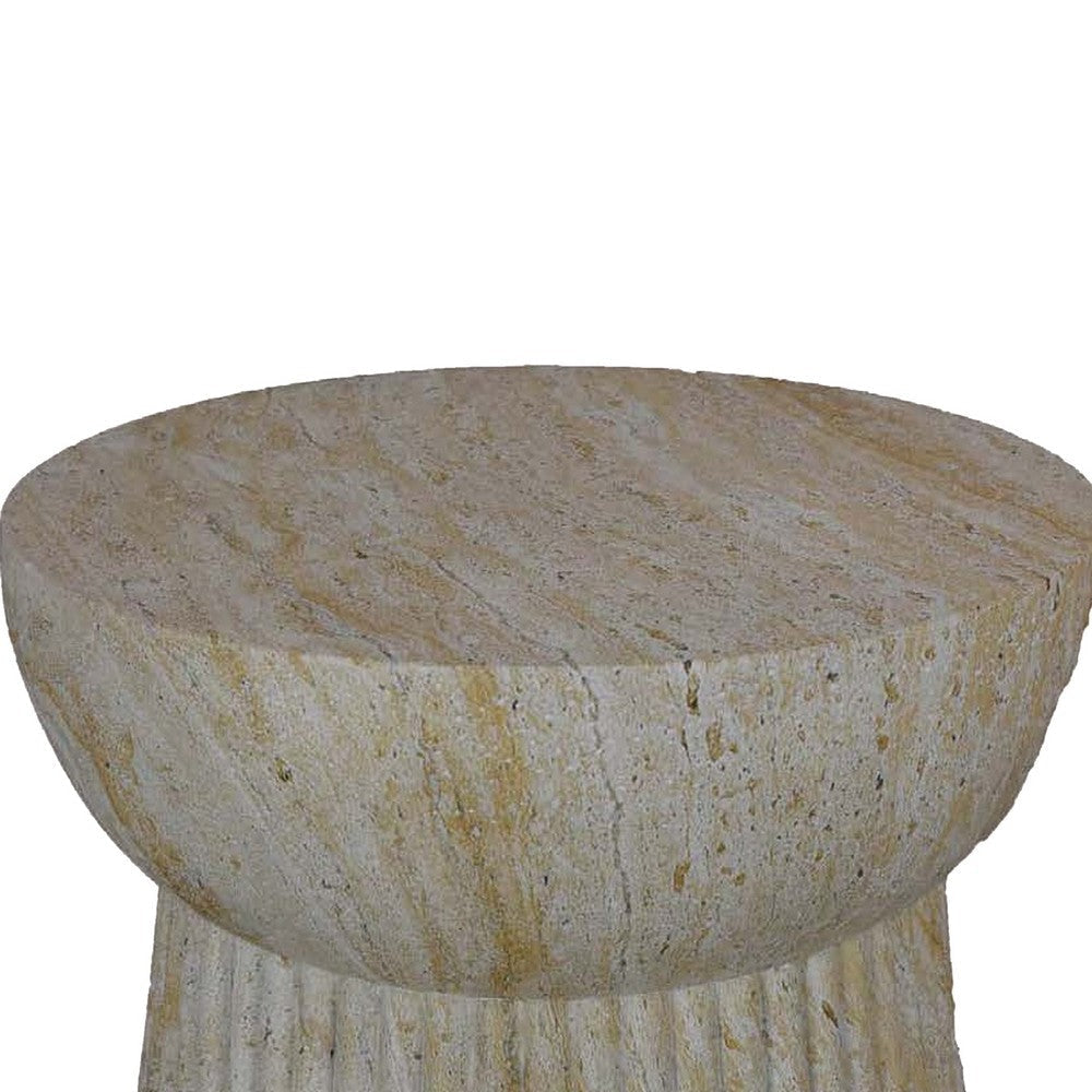 Archi Plant Stand Table Fluted Design Marbled White Resin 17 Inch BM330137