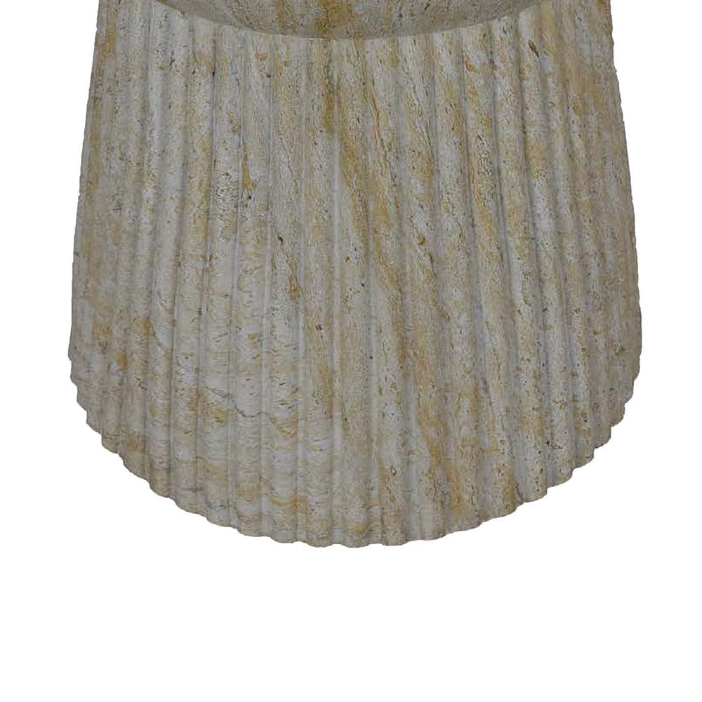 Archi Plant Stand Table Fluted Design Marbled White Resin 17 Inch BM330137