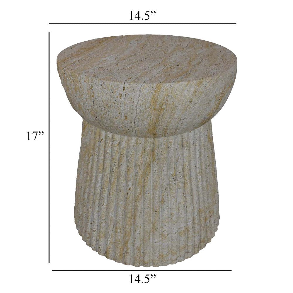 Archi Plant Stand Table Fluted Design Marbled White Resin 17 Inch BM330137