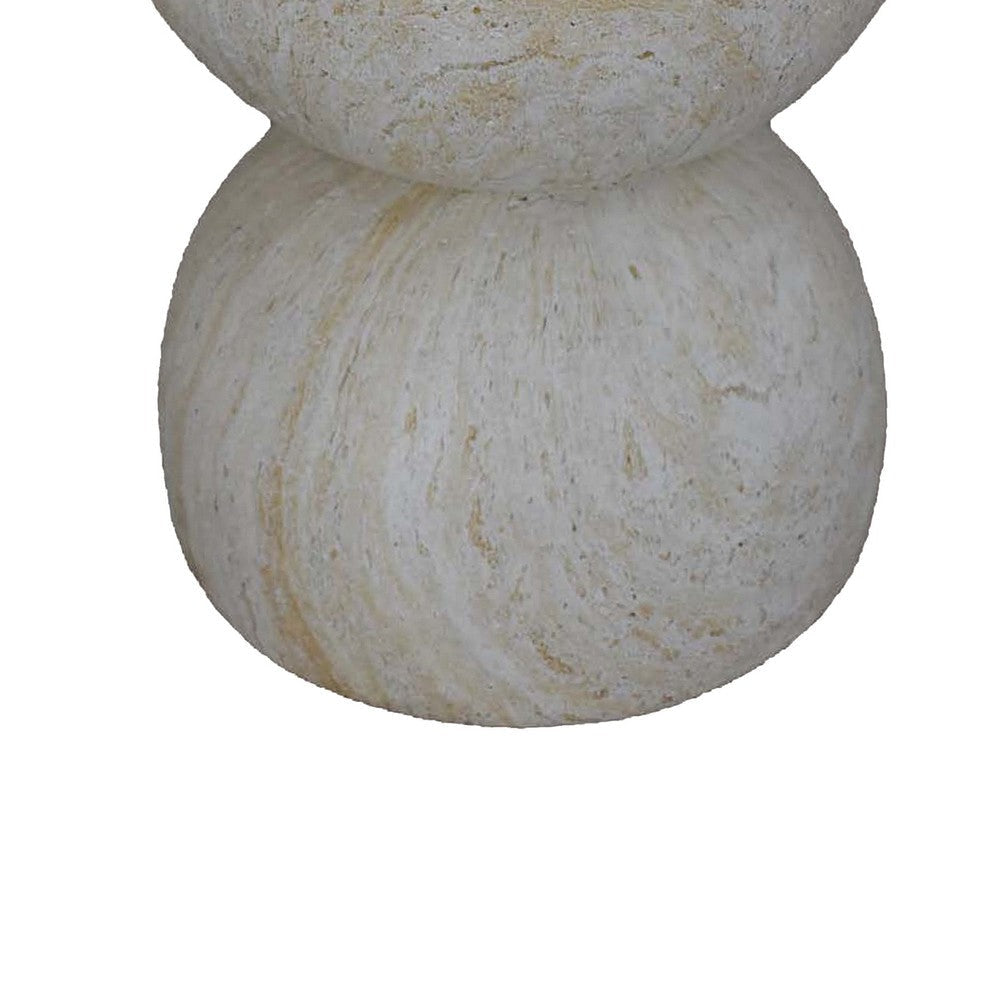 Archi Plant Stand Table Rounded Design Marbled White Resin 18 Inch BM330138